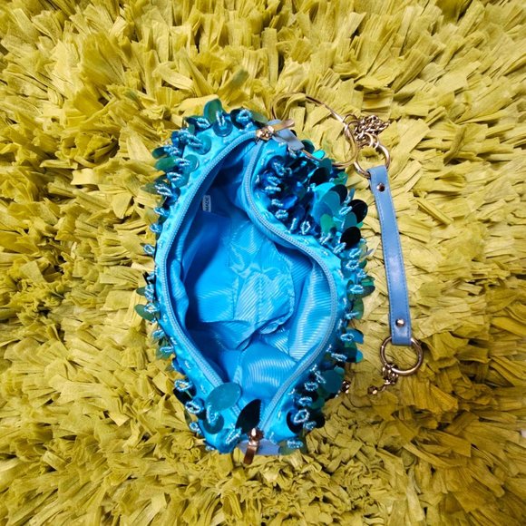 Funky Shoulder Sequin Bag Turquoise/Blue Color - Picture 5 of 8